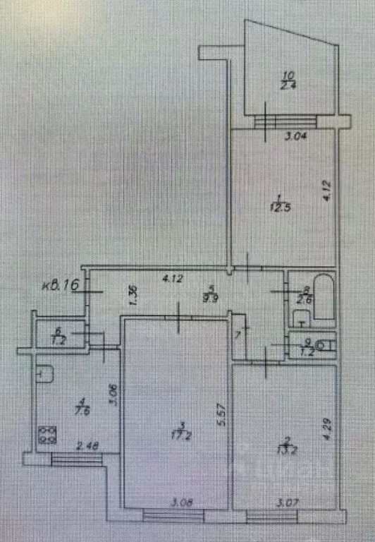 3-к кв. Татарстан, Казань ул. Адоратского, 27а (66.1 м) - Фото 2