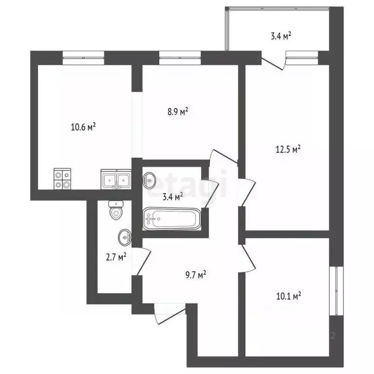 2-к кв. Забайкальский край, Чита Петровско-Заводская ул., 23 (59.6 м) - Фото 2