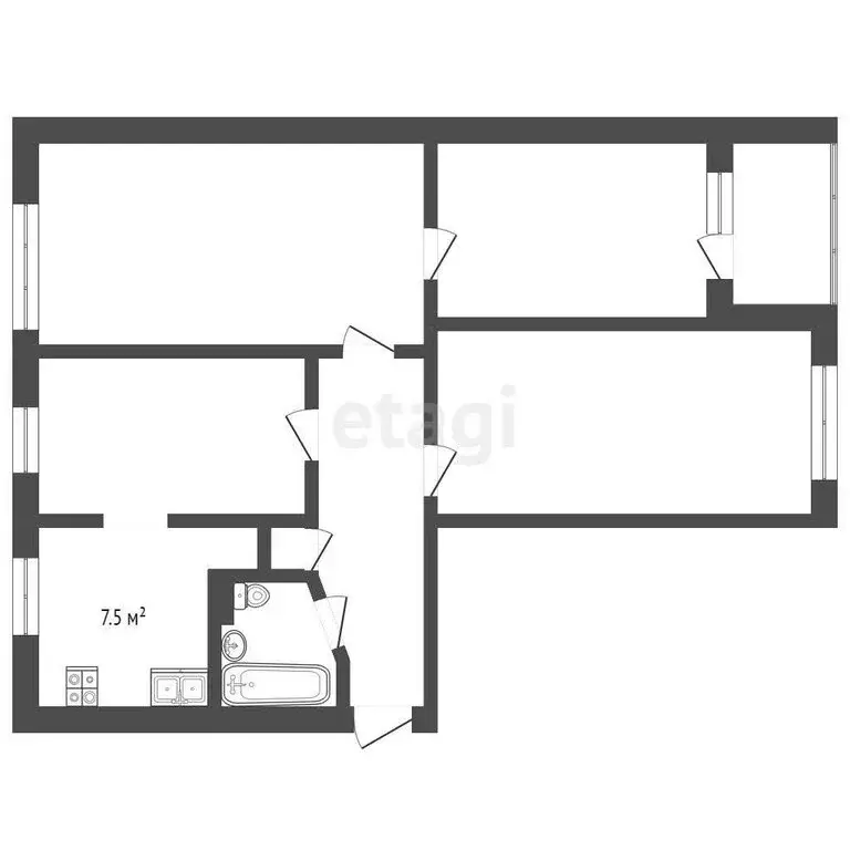4-комнатная квартира: Ижевск, улица Михаила Петрова, 23 (68.9 м) - Фото 2