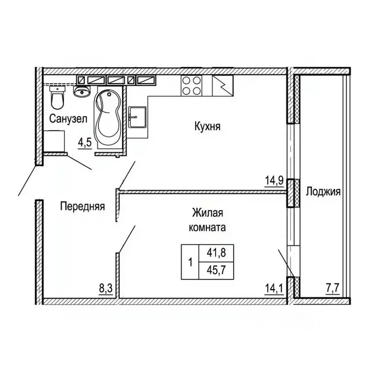 1-к кв. Приморский край, Владивосток На Черняховского жилой квартал,  ... - Фото 1