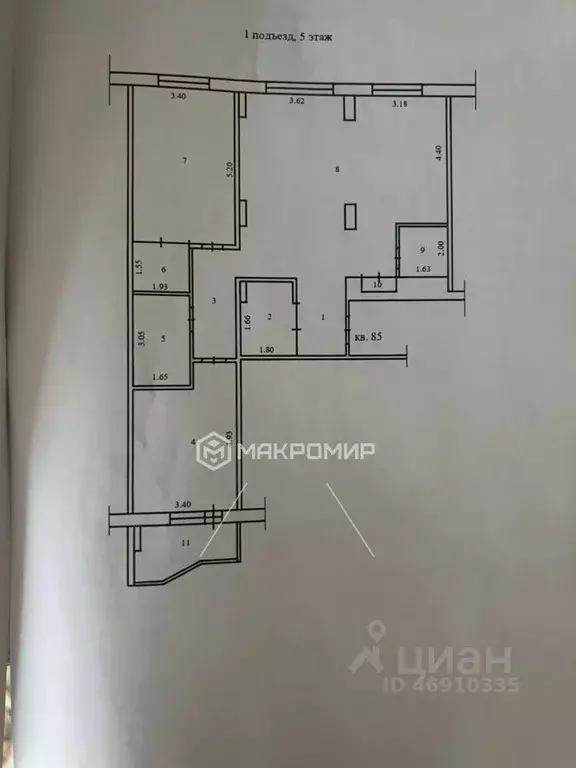 3-к кв. Новосибирская область, Новосибирск ул. Романова, 25 (105.0 м) - Фото 2