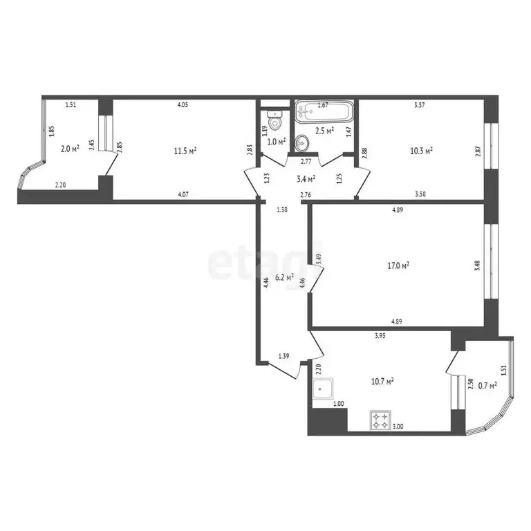 3-комнатная квартира: Тамбов, улица Рылеева, 98 (63.5 м) - Фото 0
