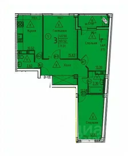 3-к кв. Пензенская область, Пенза ул. Генерала Глазунова, 11 (71.31 м) - Фото 1