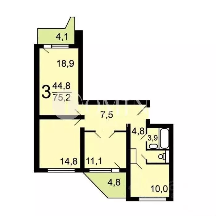 3-к кв. Москва ул. Главмосстроя, 5 (73.6 м) - Фото 2