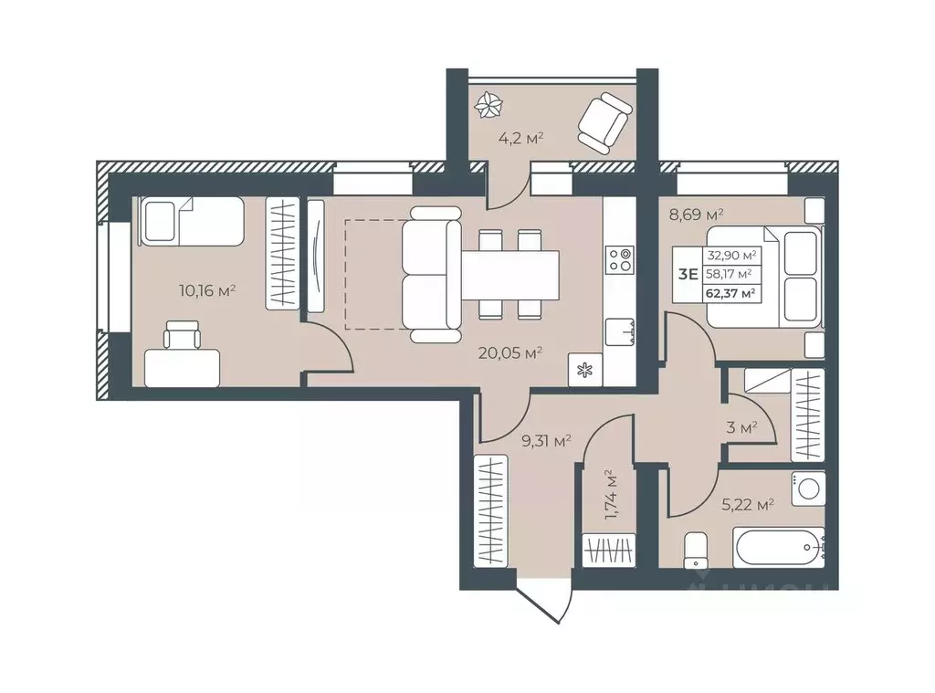 3-к кв. Воронежская область, Павловск ул. Свободы, 29 (62.37 м) - Фото 0