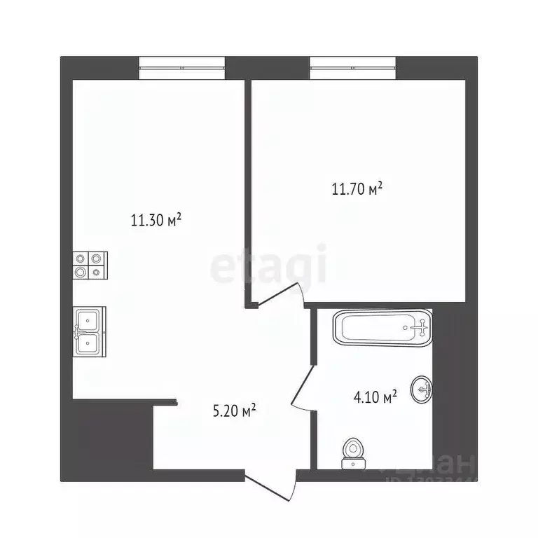 1-к кв. Тюменская область, Тюмень ул. Республики, 204к11 (38.5 м) - Фото 1