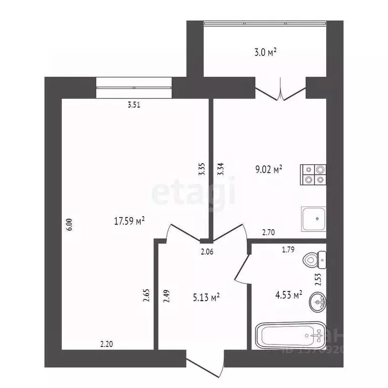 1-к кв. Коми, Сыктывкар ул. Куратова, 76 (36.3 м) - Фото 2