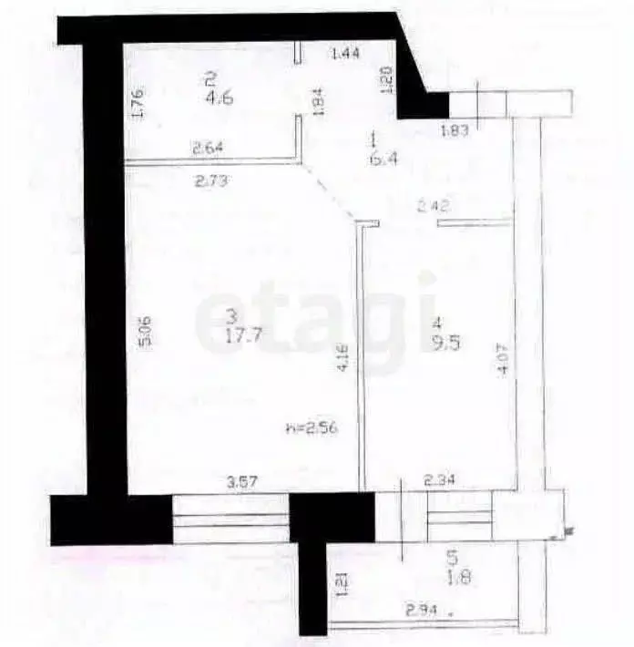 1-к кв. Татарстан, Казань ул. Хади Такташа, 41 (38.2 м) - Фото 1