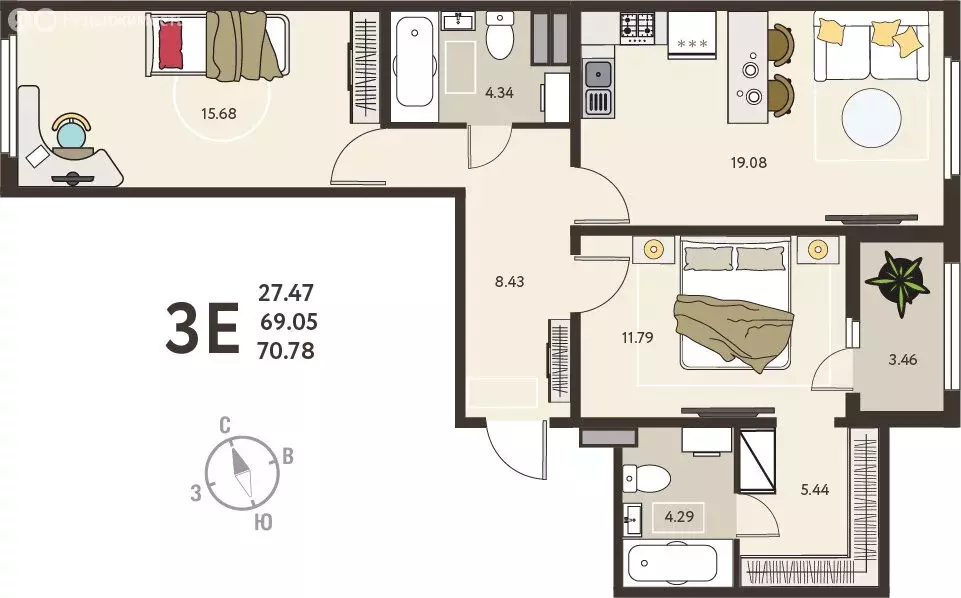 2-комнатная квартира: Курск, микрорайон Курского Завода Тракторных ... - Фото 1