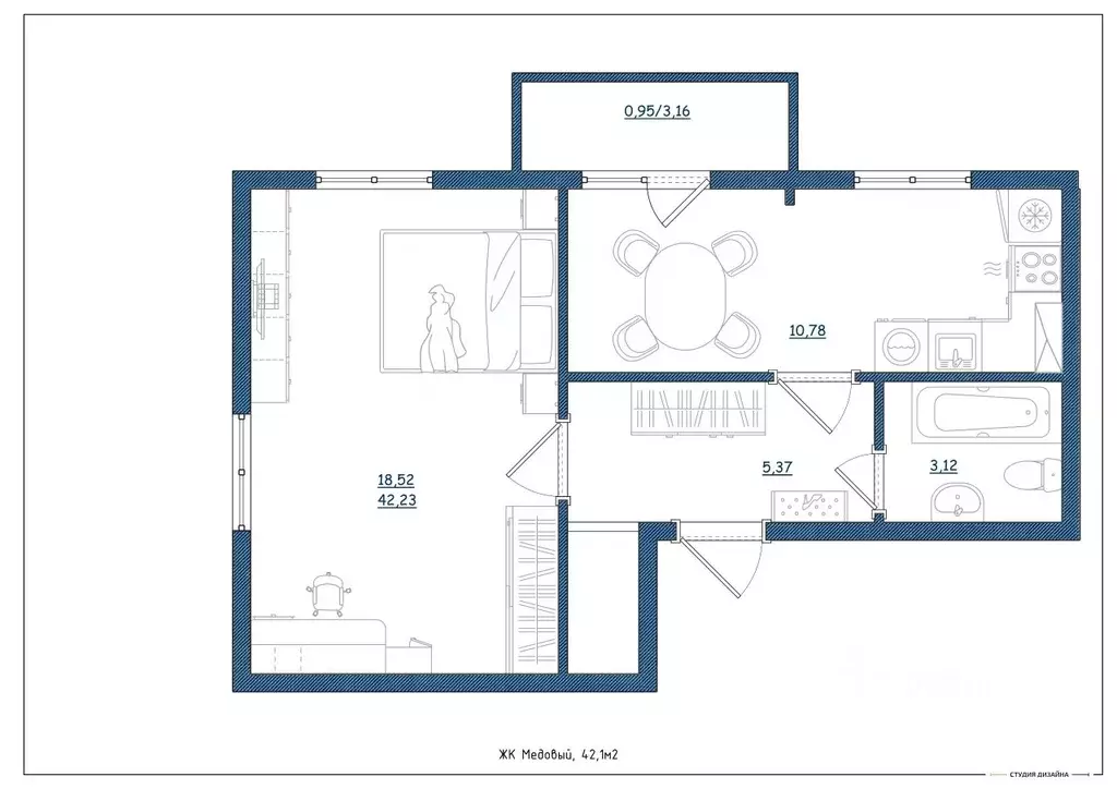 1-к кв. Тверская область, Тверь ул. Медовая, 9к4 (42.1 м) - Фото 1