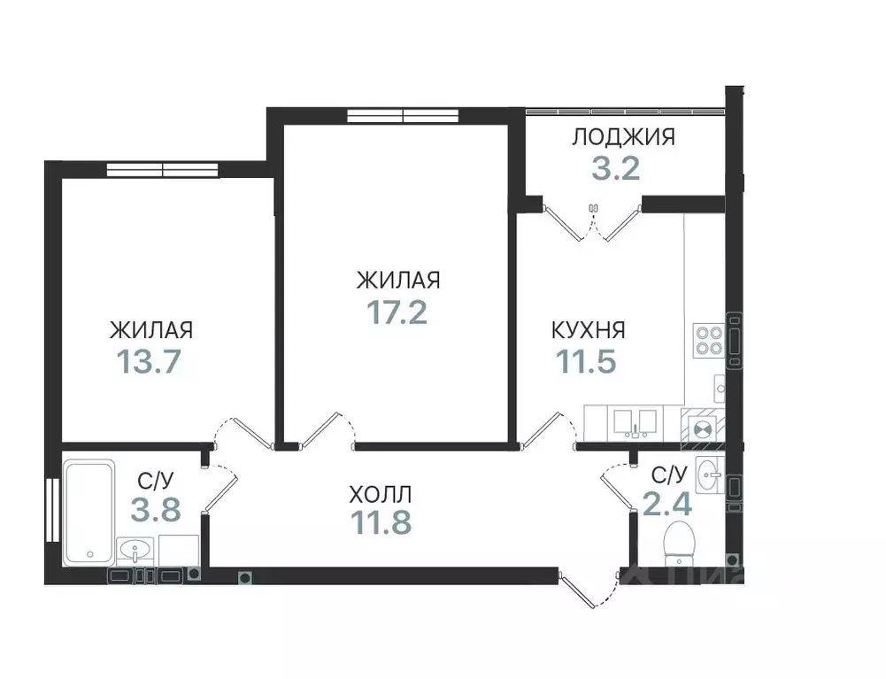 2-к кв. Калининградская область, Балтийск Балтийская Гавань жилой ... - Фото 0