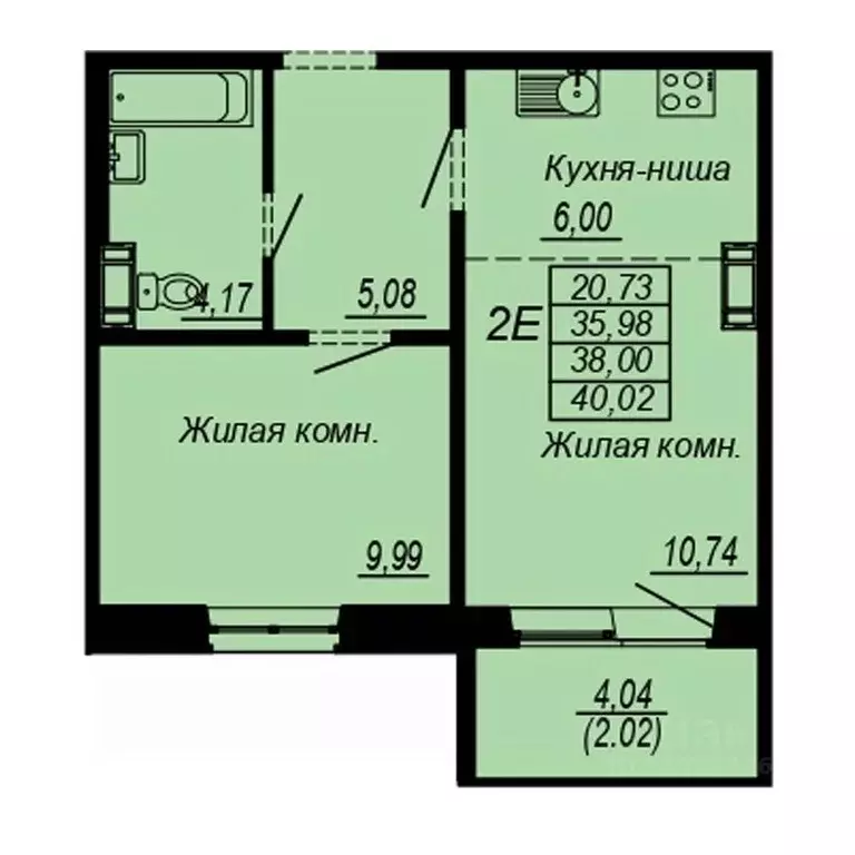 2-к кв. Хабаровский край, Хабаровск Южный мкр, ул. Рокоссовского (38.0 ... - Фото 0
