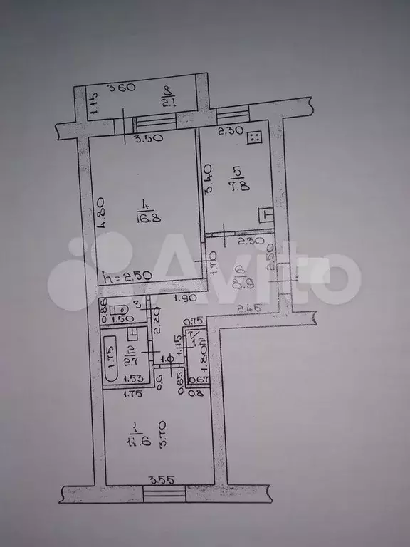 2-к. квартира, 52 м, 3/5 эт. - Фото 0