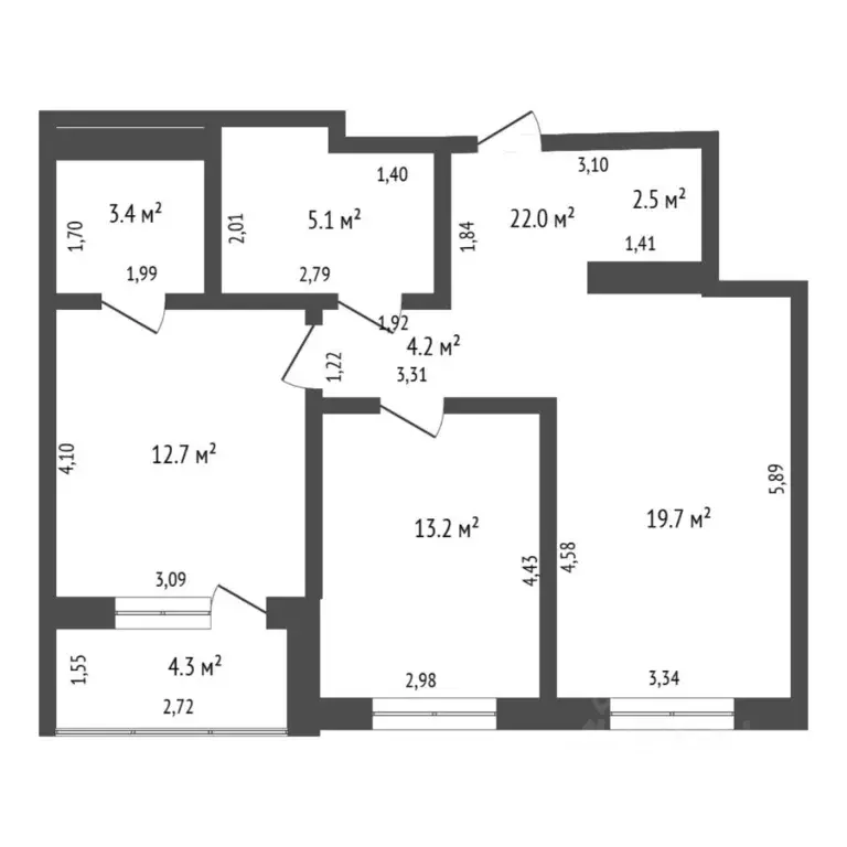 2-к кв. Тюменская область, Тюмень ул. Братьев Бондаревых, 5 (67.4 м) - Фото 2