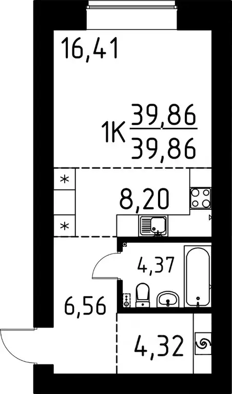 1-к кв. Томская область, Томск ул. Вершинина, 58к2 (39.86 м) - Фото 1
