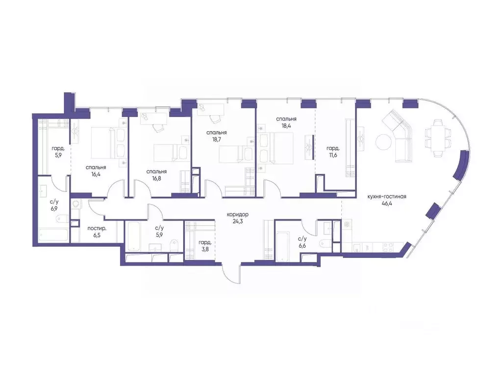 4-к кв. Москва Начало жилой комплекс (188.1 м) - Фото 0