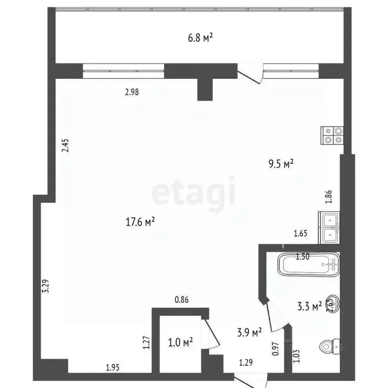 Студия Калужская область, Калуга Аллейная ул., 19 (34.7 м) - Фото 2