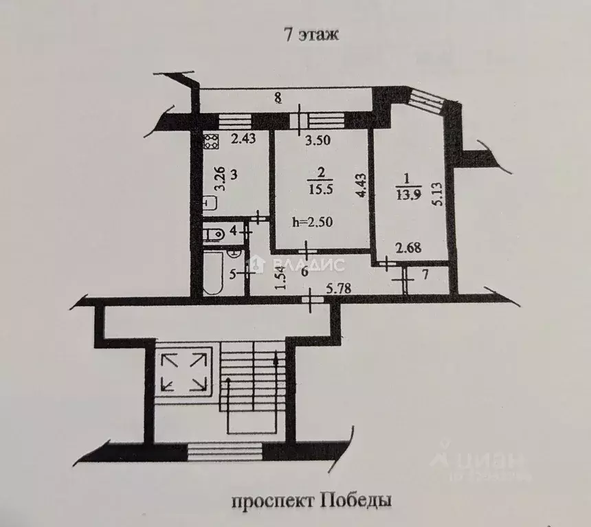 2-к кв. Пензенская область, Пенза просп. Победы, 115 (52.0 м) - Фото 2