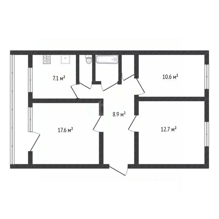 3-к кв. Карачаево-Черкесия, Черкесск Международная ул., 5 (61.9 м) - Фото 1