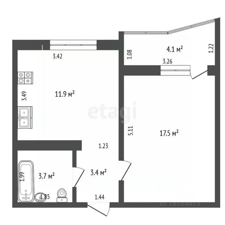 1-к кв. Оренбургская область, Оренбург Транспортная ул., 16/3 (40.5 м) - Фото 1