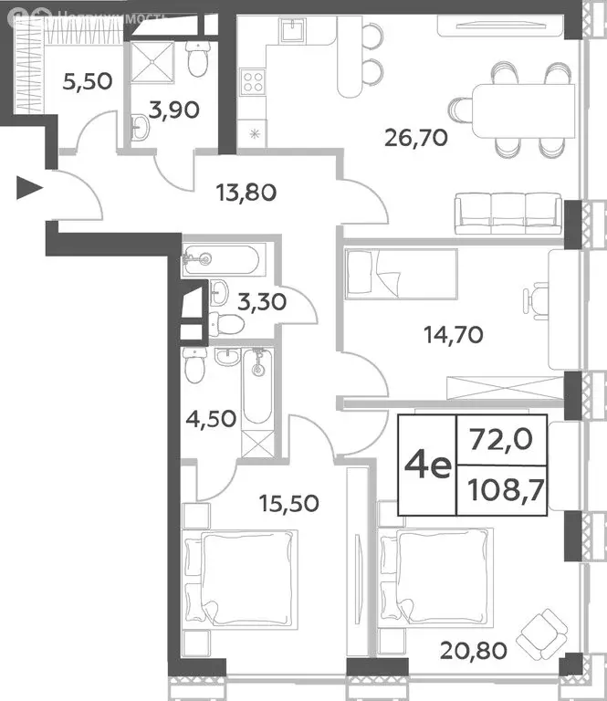 4-комнатная квартира: Москва, проспект Генерала Дорохова, вл1к1 (111.5 ... - Фото 1
