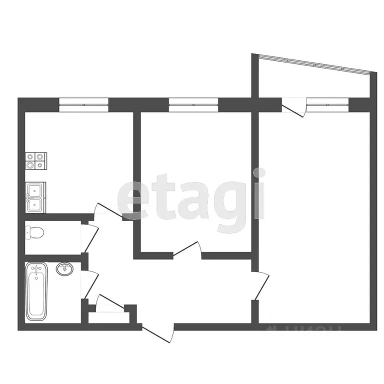 2-к кв. Тюменская область, Тюмень ул. Александра Логунова, 18 (51.6 м) - Фото 2