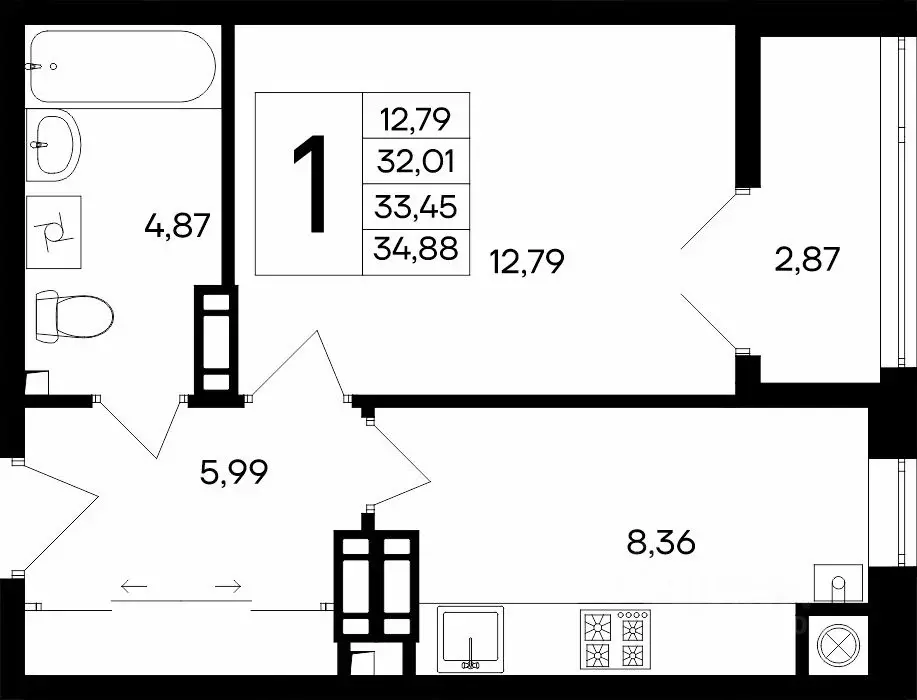 1-к кв. Крым, Евпатория Сезоны жилой комплекс (35.28 м) - Фото 1