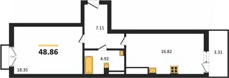 1-к кв. Калининградская область, Гурьевский муниципальный округ, пос. ... - Фото 1