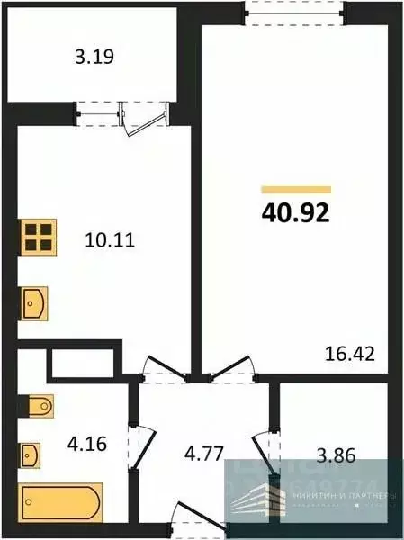 1-к кв. Воронежская область, Воронеж ул. Ломоносова, 116/2 (40.9 м) - Фото 0