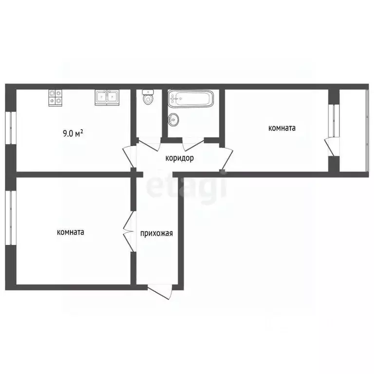 2-к кв. Ямало-Ненецкий АО, Муравленко ул. Ленина, 62 (51.0 м) - Фото 1