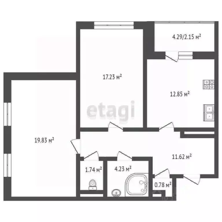 2-к кв. Орловская область, Орел ул. Андрианова, 37 (68.9 м) - Фото 1