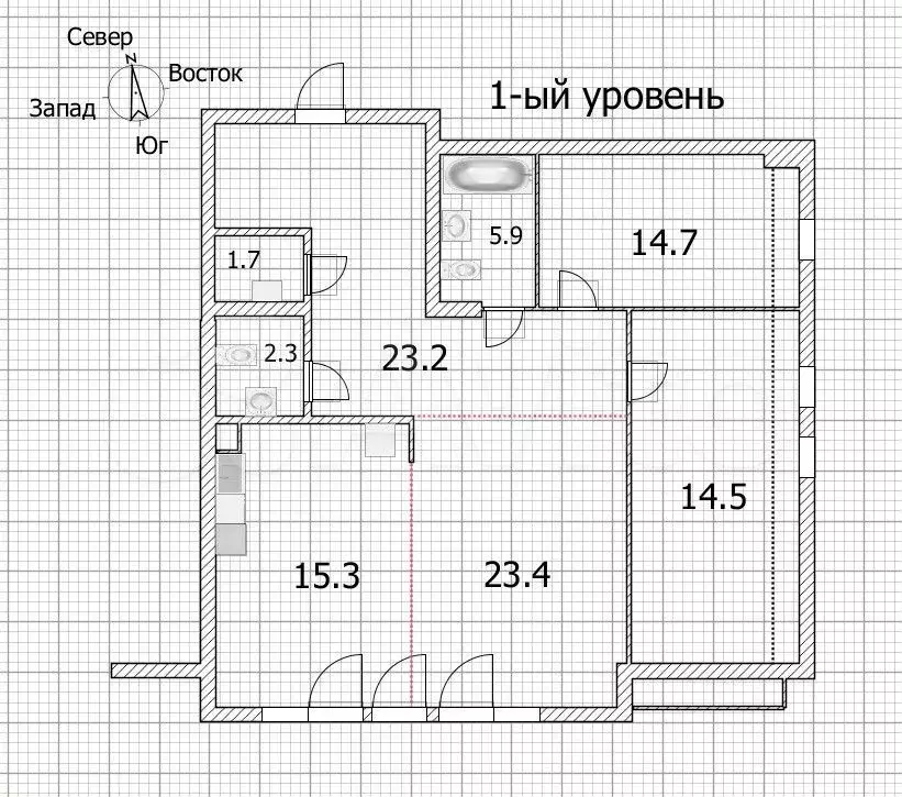 3-к. квартира, 99,3 м, 6/6 эт. - Фото 0