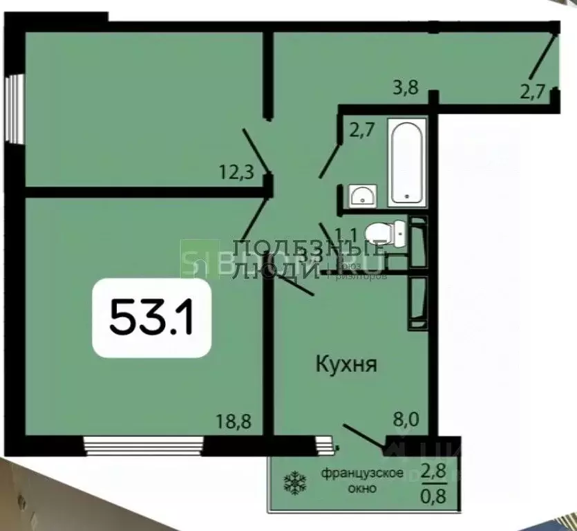 2-к кв. Красноярский край, Красноярск ул. Апрельская, 5 (53.1 м) - Фото 2