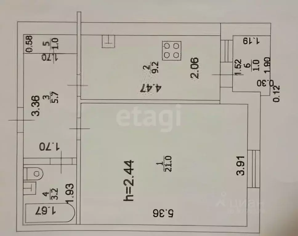 1-к кв. Татарстан, Казань ул. Академика Павлова, 17 (41.0 м) - Фото 2