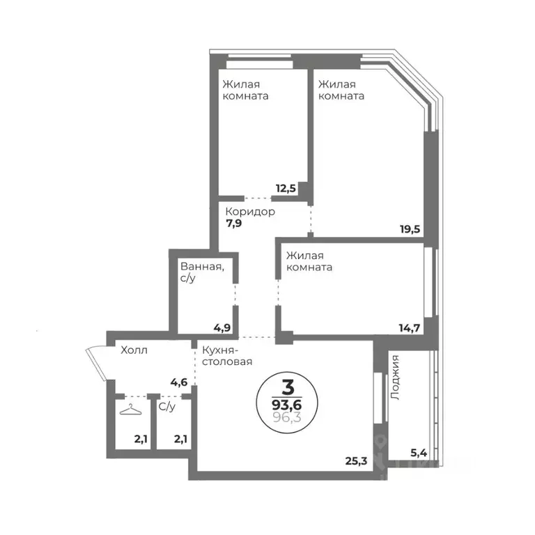 3-к кв. Челябинская область, Челябинск Комсомольский просп., 147 (93.6 ... - Фото 0