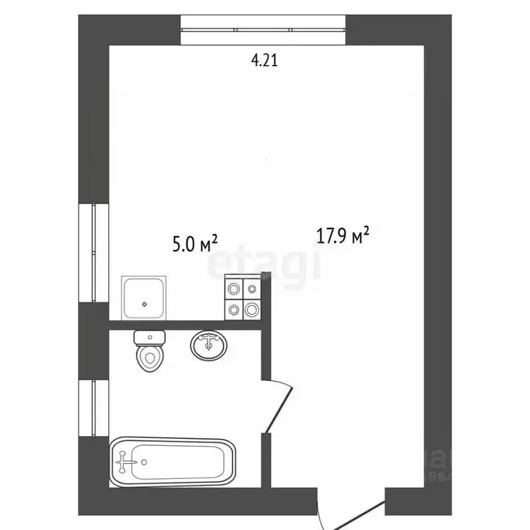 Студия Московская область, Химки ул. Опанасенко, 14Ак1 (27.7 м) - Фото 2