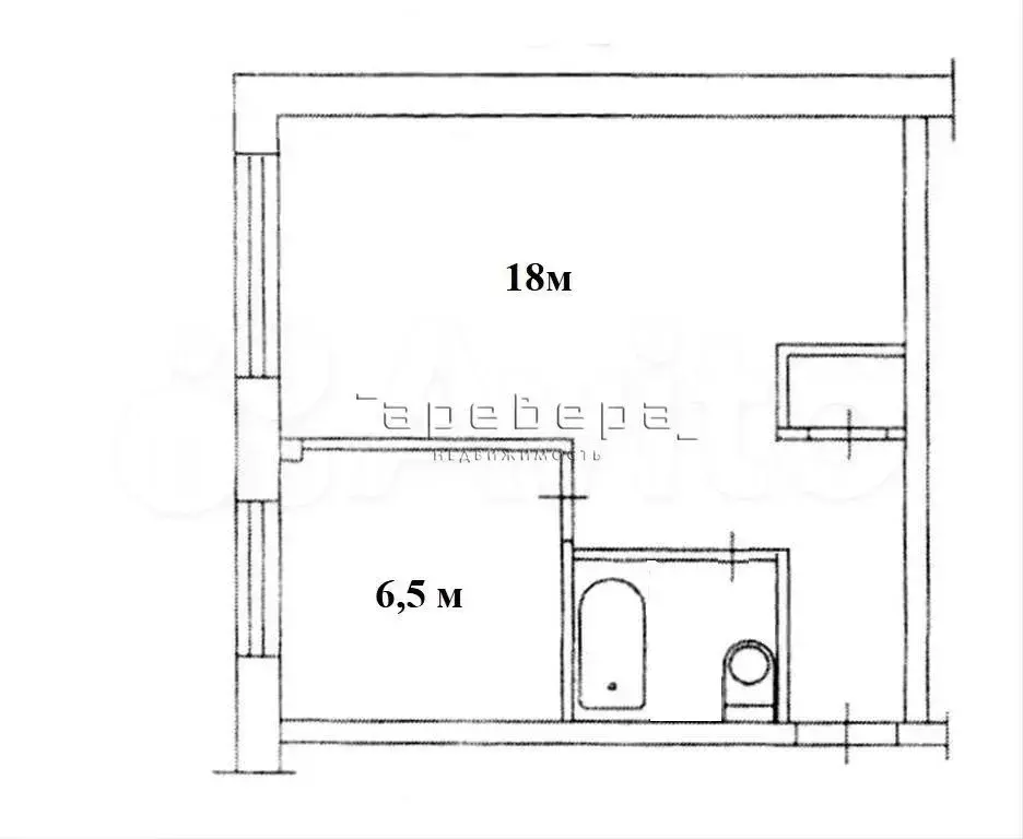 1-к. квартира, 31,7 м, 1/5 эт. - Фото 0
