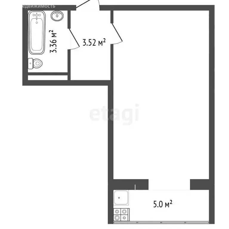 Квартира-студия: Ростов-на-Дону, переулок Андреева, 8 (29.6 м) - Фото 1