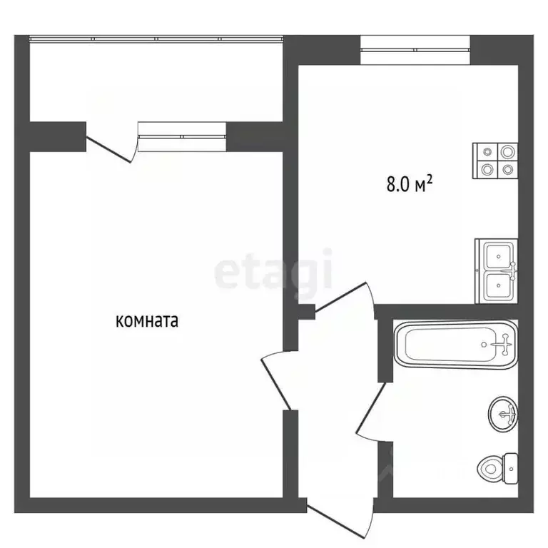 1-к кв. Ямало-Ненецкий АО, Муравленко ул. 70 лет Октября, 39 (35.6 м) - Фото 2