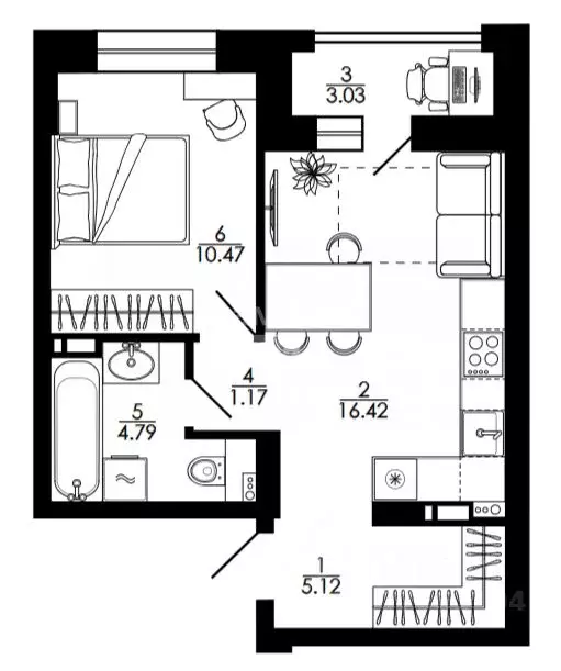 1-к кв. Липецкая область, Липецк Университетский мкр, Архитектор жилой ... - Фото 2