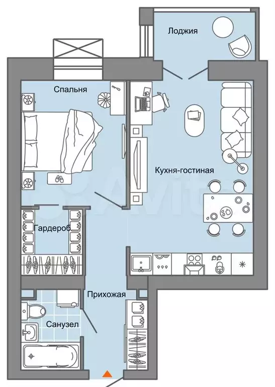 2-к. квартира, 46 м, 7/8 эт. - Фото 0