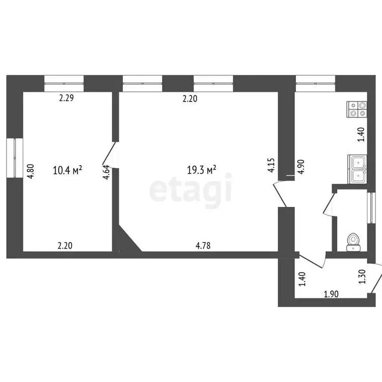 2-комнатная квартира: Ялта, улица Кирова, 12 (40 м) - Фото 1