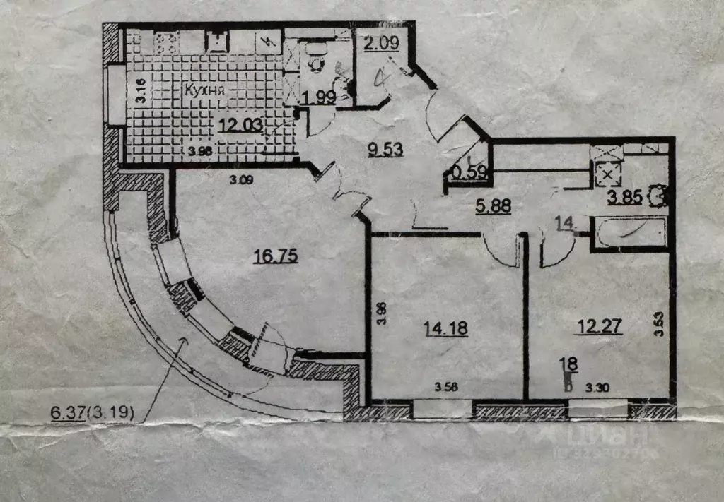 Квартира, 3 комнаты, 80.7 м - Фото 0
