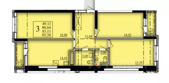 3-к кв. Башкортостан, Уфа Затон-Восточный жилрайон, Паруса жилой ... - Фото 1