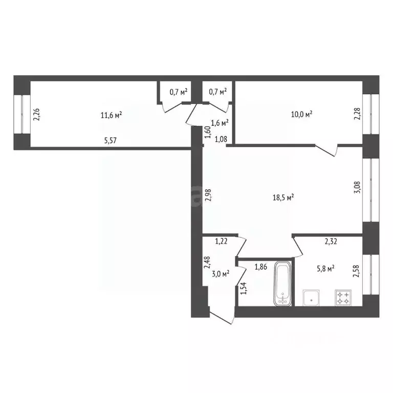 3-к кв. Башкортостан, Уфа ул. Карла Маркса, 83 (53.2 м) - Фото 2