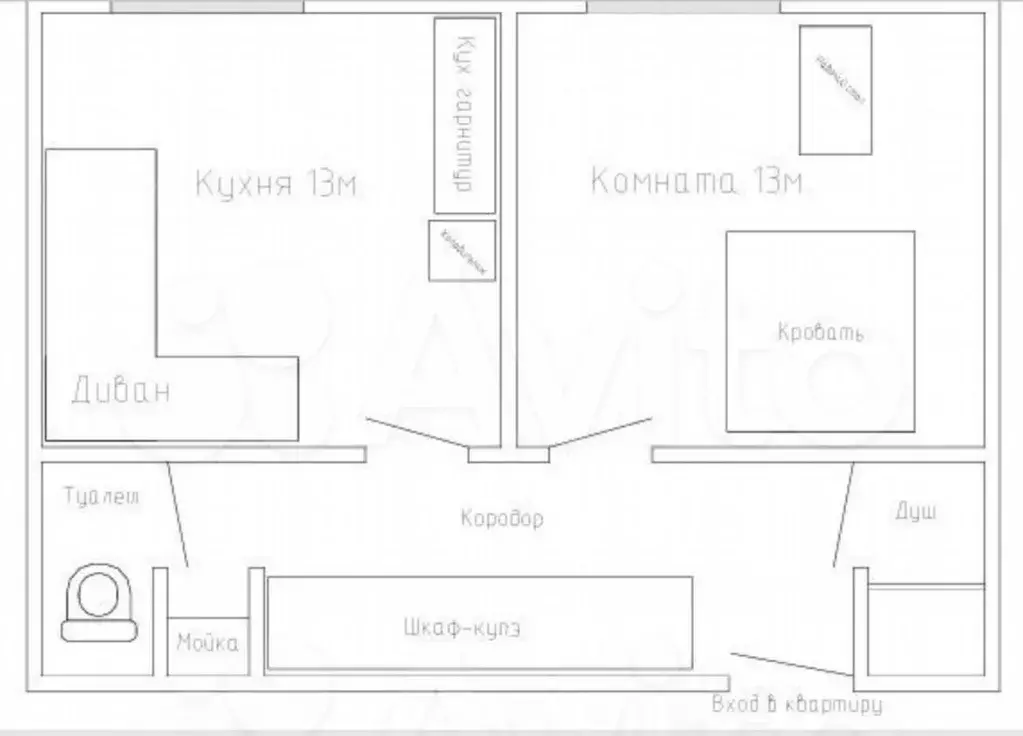 2-к. квартира, 31,5 м, 8/9 эт. - Фото 0