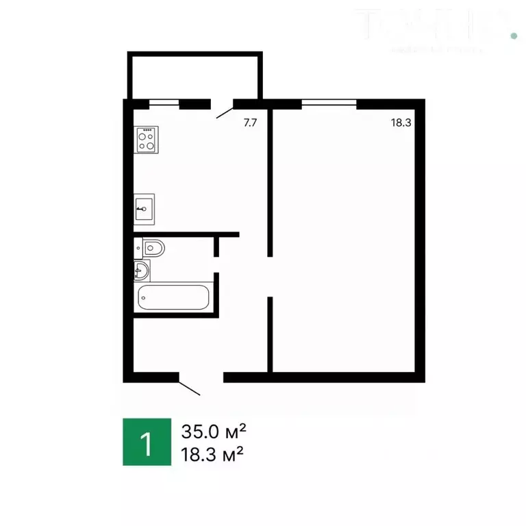 1-к кв. Пензенская область, Пенза Сумская ул., 7 (35.0 м) - Фото 2