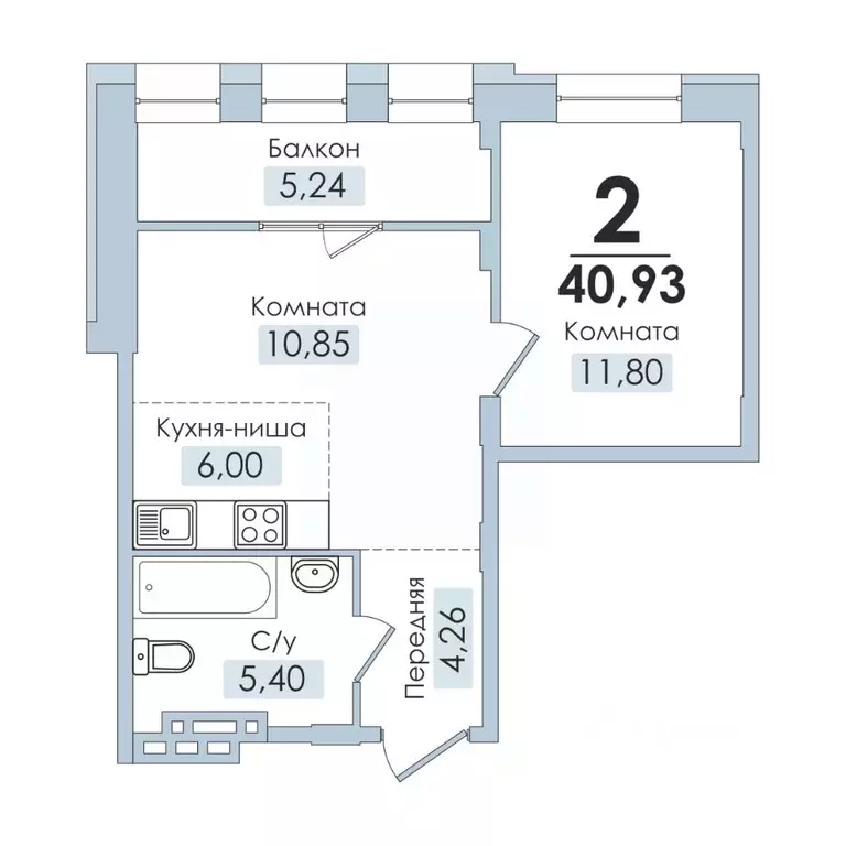 2-к кв. Челябинская область, Челябинск Артиллерийская ул., 93 (40.98 ... - Фото 0