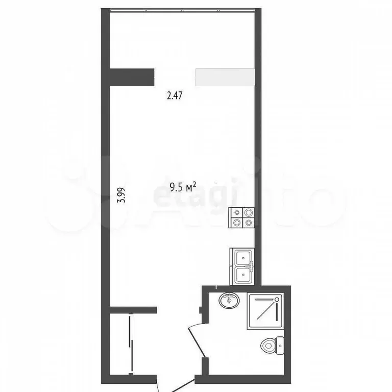 Квартира-студия, 13,3 м, 4/8 эт. - Фото 0