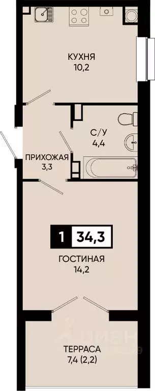 1-к кв. Ставропольский край, Кисловодск городской округ, пос. ... - Фото 0